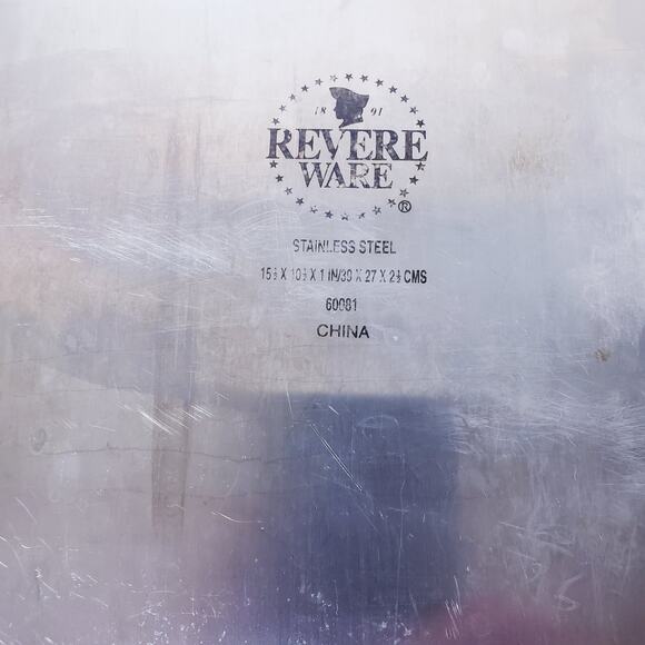 PAUL REVERE Stainless Steel Baking Roasting Pan 60081 ~ 15.5 x 10.5 x 1 in. - Picture 2 of 10